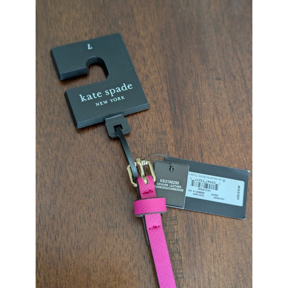 KATE SPADE NEW YORK Hot Pink Skinny Bow Belt Pink Size Large NEW Preppy Cutesy - Picture 3 of 5